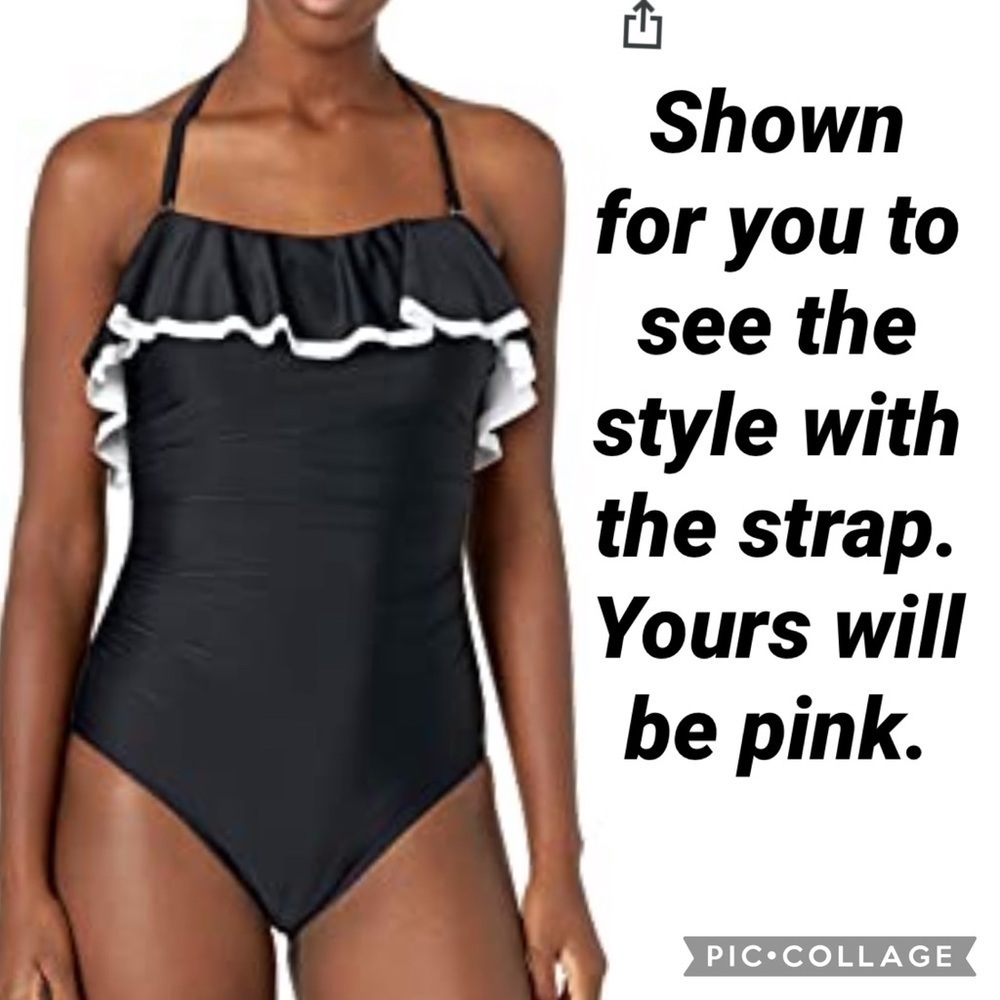 TOMMY Hilfiger Pink White Ruffle 1 Piece Swimsuit - Picture 5 of 10